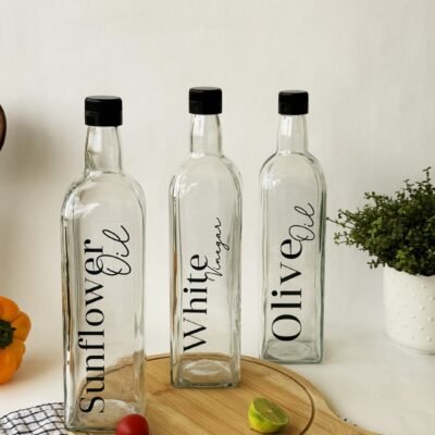 Square bottle 1000ml & label