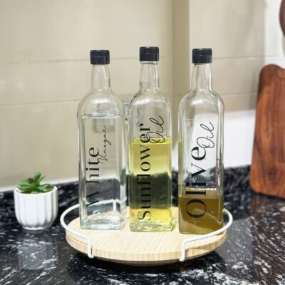 Alternative view of Square bottle 1000ml & label